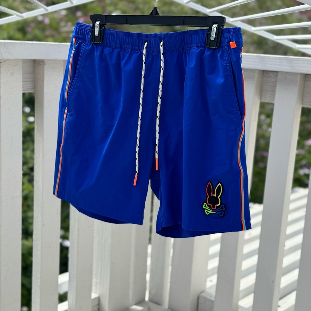 Blue Swim Shorts with Bunny Logo